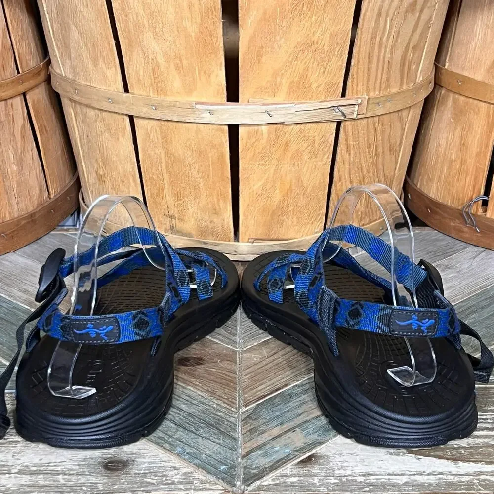 Chaco Z/2 EcoTread Blue Black Tribal Abstract Rafting Hiking Sandals Men Size 13